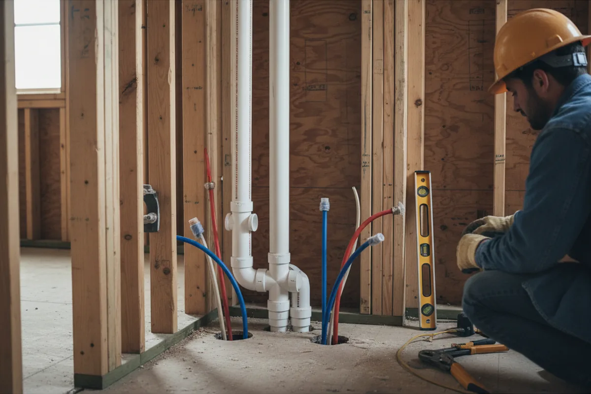 Drain and supply rough-in during Garbage Disposal Repair in Leary